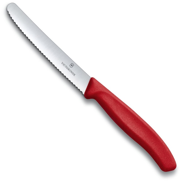 Swiss Army Brands Victorinox Kitchen Swiss Classic Utility 40.5In Serrated, Round Blade, 0.75In Width At Handle Red VIC-6.7831 - main